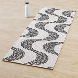 Tapis De Yoga vagues noires et blanches en pavé portugais