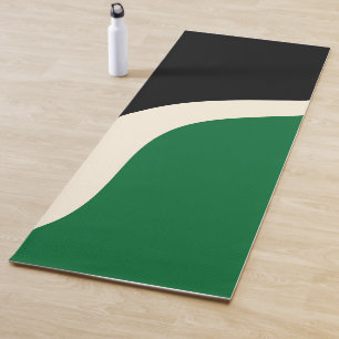 Tapis De Yoga Vagues simples 3 en vert, crème et noir