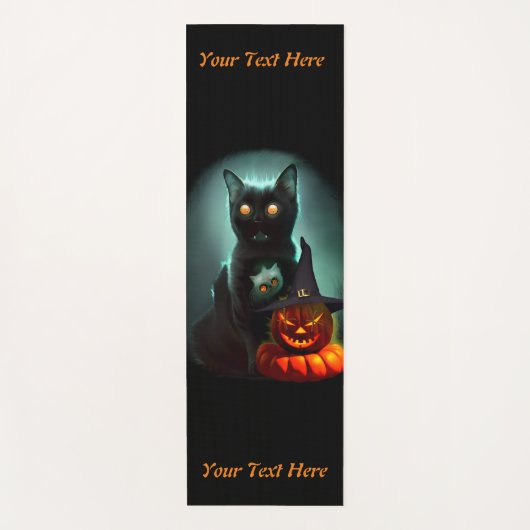 Tapis De Yoga Vampire Chat et Assistant Citrouille Halloween Sur (Devant)