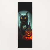 Tapis De Yoga Vampire Chat et Assistant Citrouille Halloween Sur (Devant)