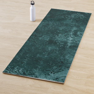 Tapis De Yoga Velvety Turquoise Damask Grunge vert foncé Baroq