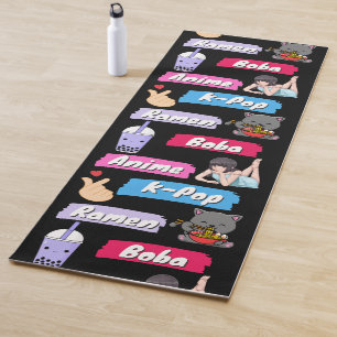 Tapis De Yoga Ventilateur de culture K-Pop, Ramen, Boba et Anime