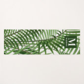 Tapis De Yoga Verdure tropicale Aquarelle Palmier Monogramme (Devant (Horizontal))