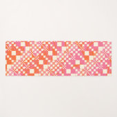 Tapis De Yoga Vérifié, Chèques - rose, orange et crème (Devant (Horizontal))