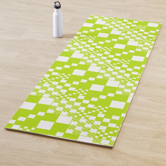 Tapis De Yoga Vérifié, Chèques - Vert et blanc de chaux (En situation)