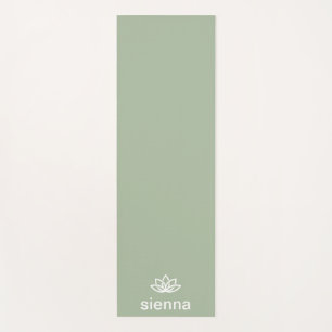 Tapis De Yoga Vert à fleurs de lotus minimaliste