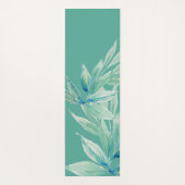 Tapis De Yoga Vert bleu moderne Océan Plantes Abstraits Aquarell (Dos)