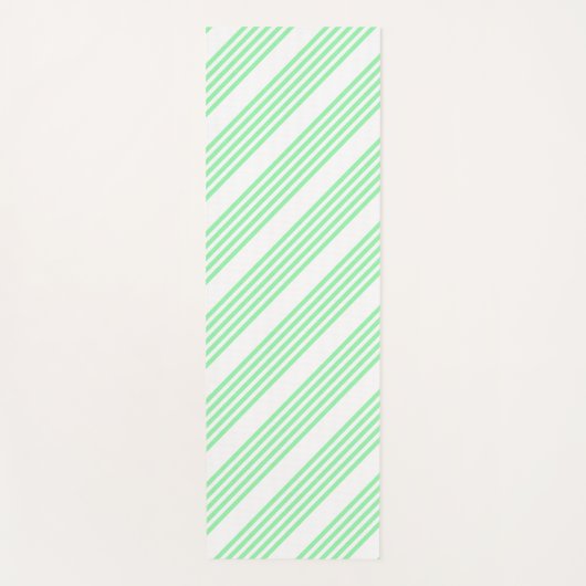 Tapis De Yoga Vert et blanc cinq bandes motif (Devant)