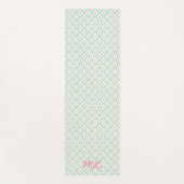 Tapis De Yoga Vert et rose pastel girly avec initiales (Devant)