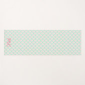 Tapis De Yoga Vert et rose pastel girly avec initiales (Devant (Horizontal))