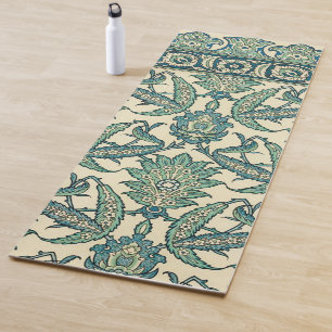 Tapis De Yoga Vert feuilles Vintage arabe Motif botanique