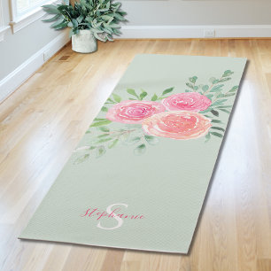 Tapis de Yoga Vert Floral Personnalisé
