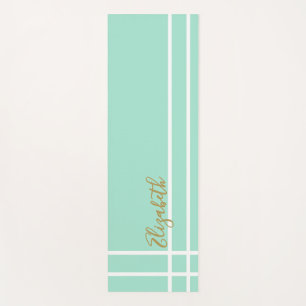 Tapis De Yoga Vert menthe minimaliste nom personnalisé dames mod
