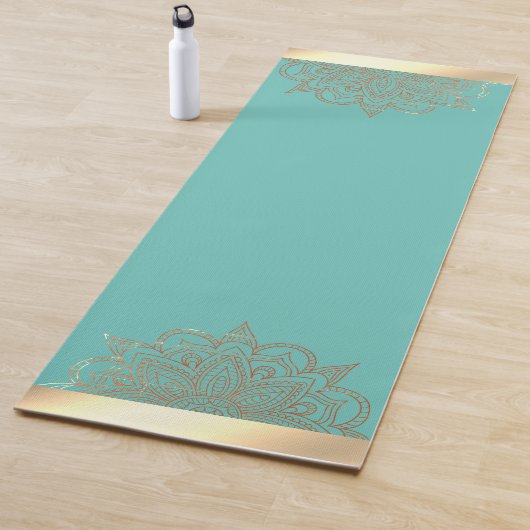 Tapis De Yoga Vert océan avec mandala (En situation)