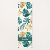 Tapis De Yoga Vert or Jaune Tropical Nature Palm Motif (Devant)