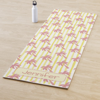 Tapis De Yoga Vibes d'été Palmiers roses 