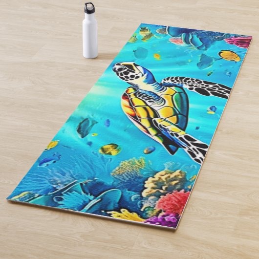 Tapis De Yoga Vibrant Sea Turtle Reef Art (En situation)