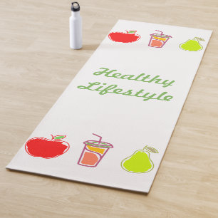 Tapis De Yoga Vie Saine Nourriture Colorée Et Boisson Art