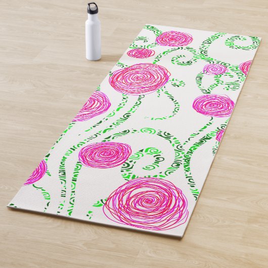 Tapis De Yoga Vignes vert et rose (En situation)