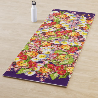 Tapis De Yoga Vintage Art Floral Motif Fleurs de printemps Primr
