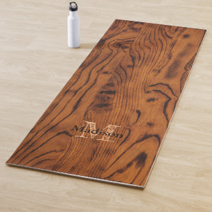 Tapis De Yoga Vintage bois brun brun roux Monogramme Yoga Mat