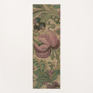 Tapis De Yoga Vintage Mauve Sauge Motif Botanique 1918