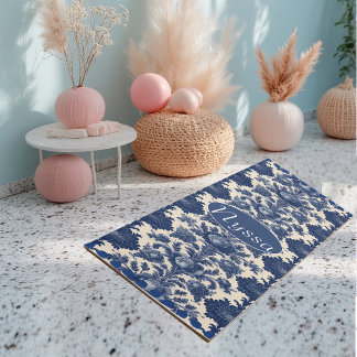 Tapis De Yoga Vintage Powder Blue French Toile Floral Heritage 