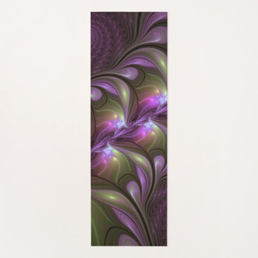 Tapis De Yoga Violet Abstrait violet violet kaki fractal (Devant)