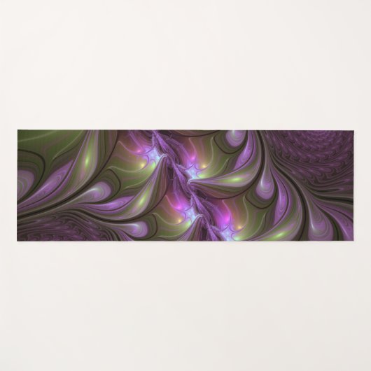 Tapis De Yoga Violet Abstrait violet violet kaki fractal (Devant (Horizontal))
