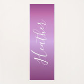 Tapis De Yoga Violet violet et script blanc personnalisé (Devant)