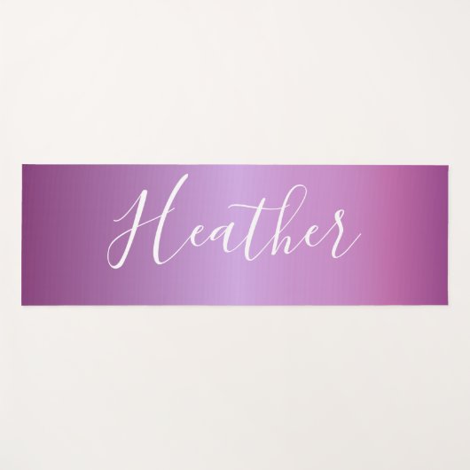 Tapis De Yoga Violet violet et script blanc personnalisé (Devant (Horizontal))