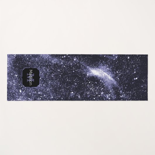 Tapis De Yoga Violet violet peri noir galaxie abstraite Monogram (Devant (Horizontal))