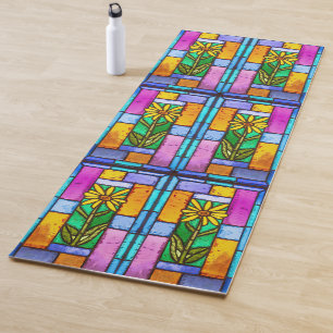 Tapis De Yoga Vitrail Jaune marguerite