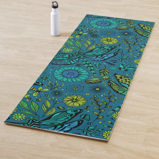 Tapis De Yoga Voler, pilonner la libellule en bleu (En situation)