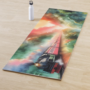 Tapis De Yoga Voyage en train au coucher de soleil tropical à l'