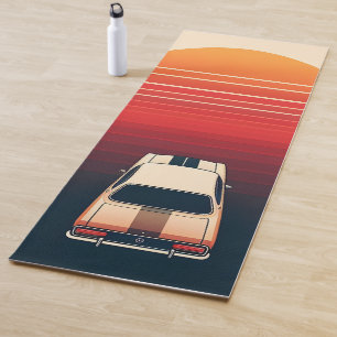 Tapis De Yoga Voyage routier en voiture rétro minimaliste au cou