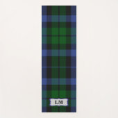 Tapis De Yoga Wallace Tartan Bleu Vert Plaid Monogrammes Initial (Devant)