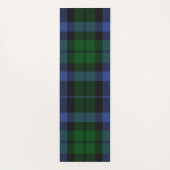 Tapis De Yoga Wallace Tartan Bleu Vert Plaid Monogrammes Initial (Dos)