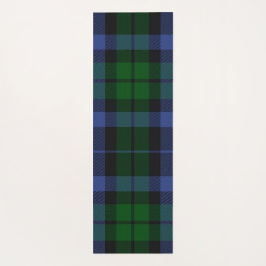 Tapis De Yoga Wallace Tartan Bleu Vert Plaid Monogrammes Initial (Dos)