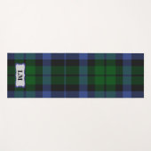 Tapis De Yoga Wallace Tartan Bleu Vert Plaid Monogrammes Initial (Devant (Horizontal))
