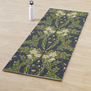 Tapis De Yoga Walter Crane Vintage Marine Blanc Motif Lys
