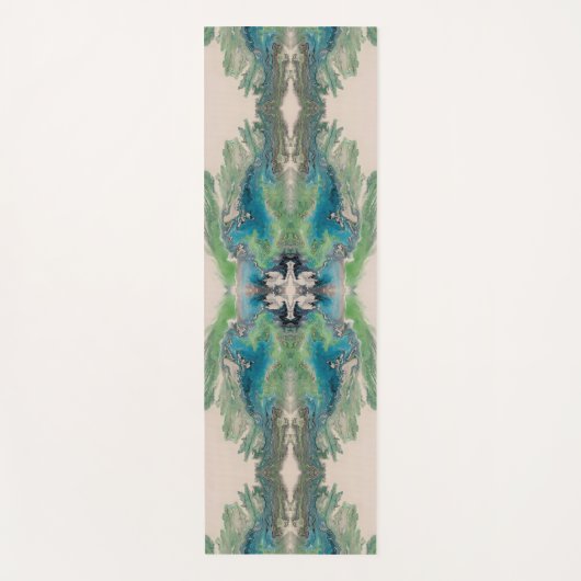Tapis De Yoga Water Path Flow – Abstract Aqua & Green Fluid Art  (Devant)