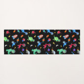 Tapis De Yoga Watercolor Dinosaur Astronauts In Space Black (Dos (Horizontal))