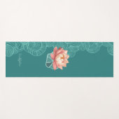 Tapis De Yoga Watercolor Peach Lotus On Teal Personalized (Devant (Horizontal))