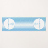 Tapis De Yoga Whimsical Blue White Stripe Preppy Monogram (Devant (Horizontal))