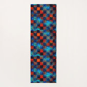 Tapis De Yoga Xadrez laranja, azul, faux manchas sujo com. (Dos)