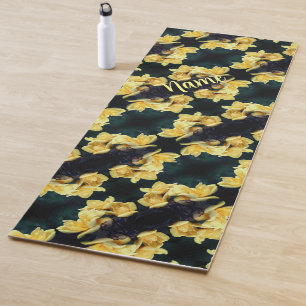 Tapis De Yoga Yellow Rose Trio Motif Abstrait Personnalisé
