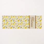 Tapis De Yoga Yellow Wildflowers Pattern Monogram Name (Devant (Horizontal))