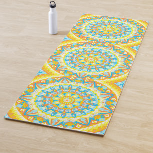 Tapis De Yoga Yoga Mandala d'été Jaune Orange Fitness