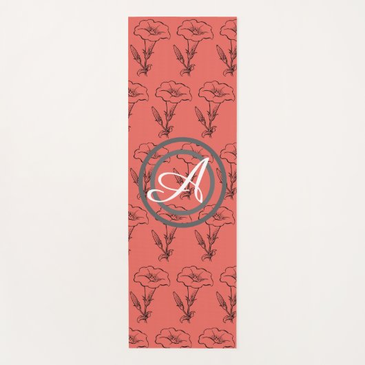TAPIS DE YOGA YOGA MAT HEUREUX FLEURS DE GRAINES AVEC INITIAL PE (Devant)